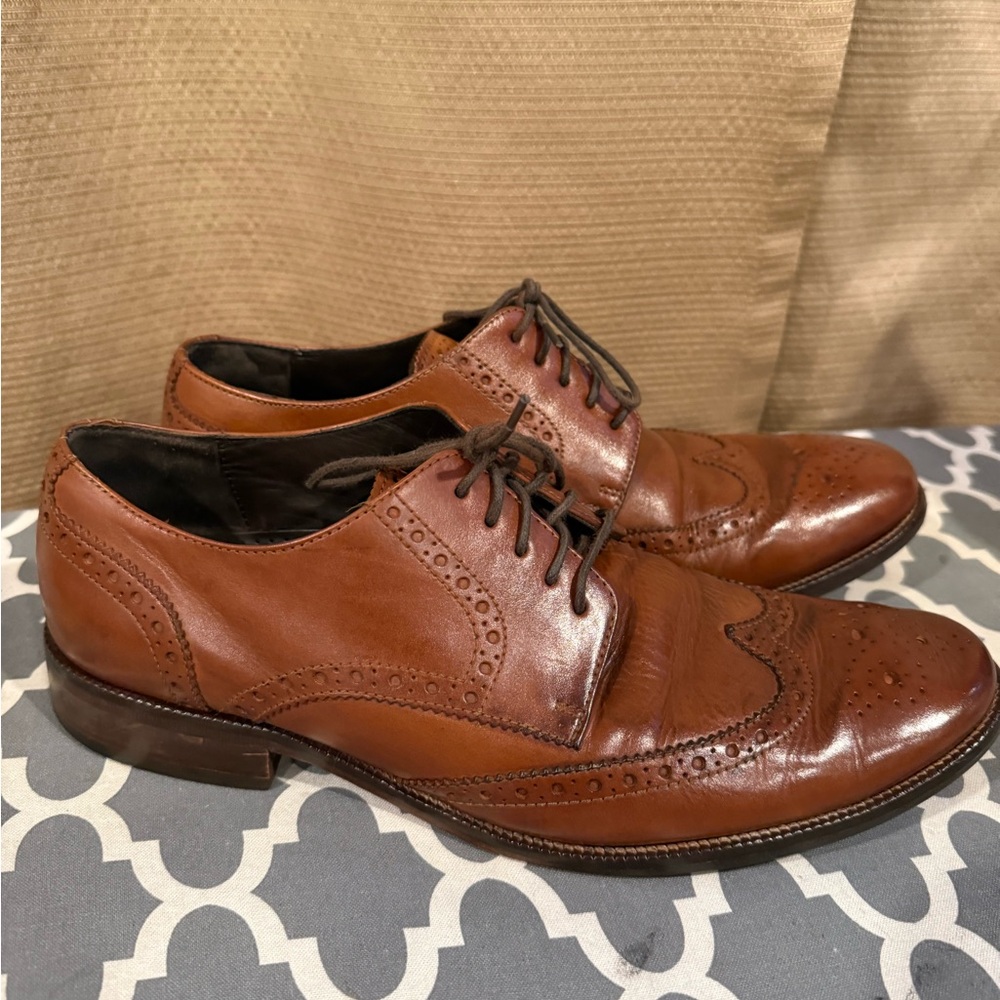 Cole Haan Tan Brown Wingtip Leather Lace Oxford Shoes Classic Formal 9M